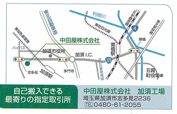 中田屋株式会社　加須工場地図