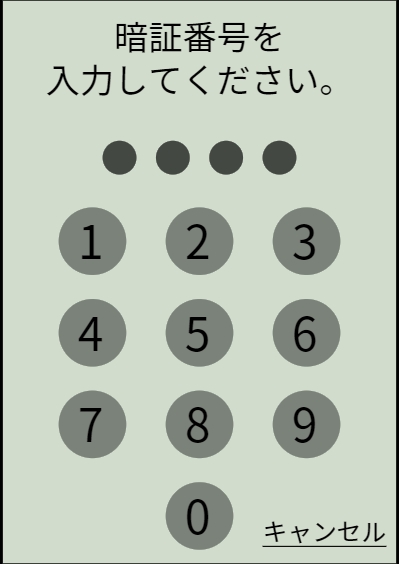 暗証番号の入力