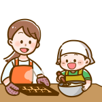 料理する親子