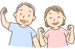 高齢者ガッツポーズ