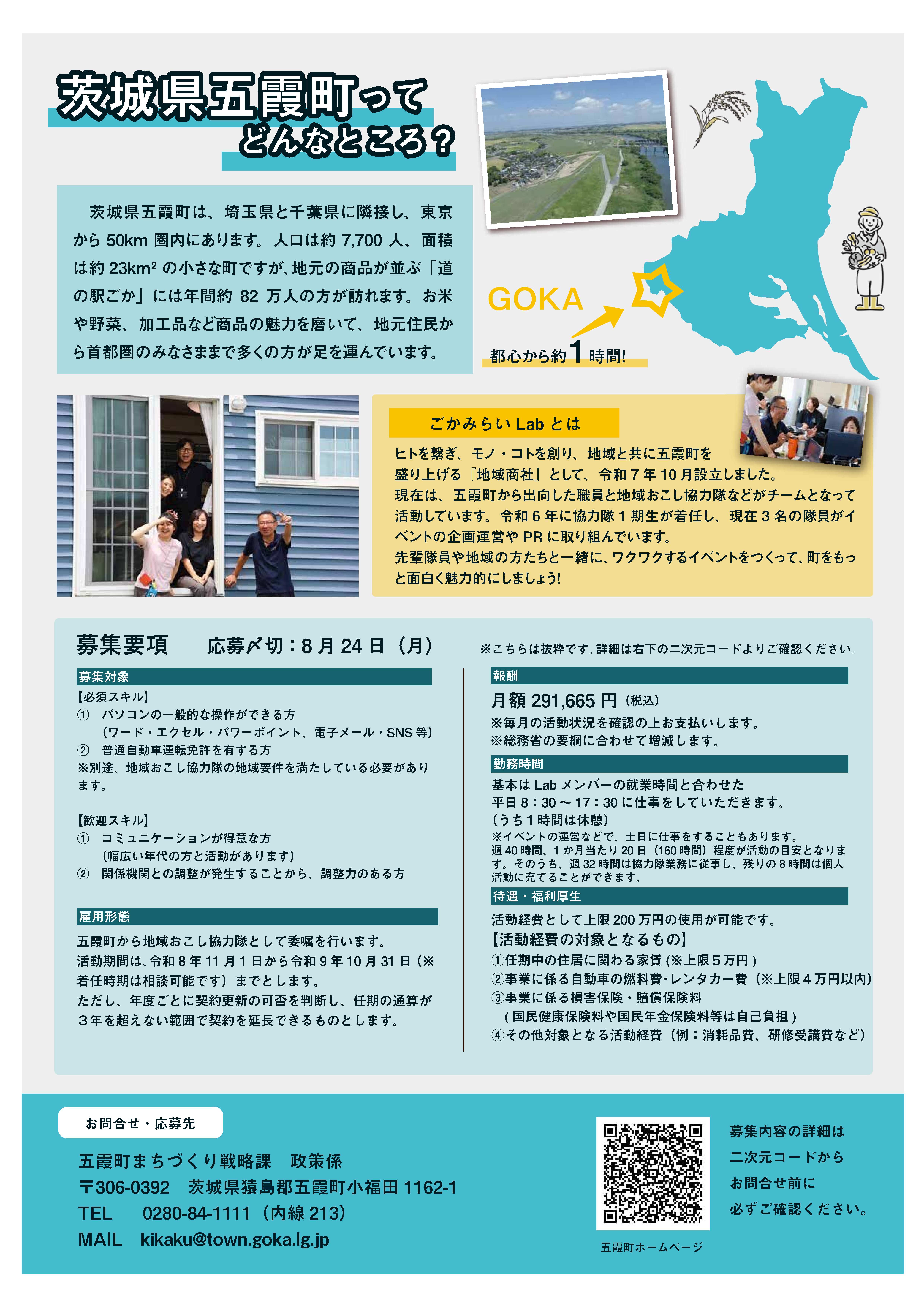 五霞町地域おこし協力隊募集チラシ（裏）
